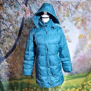 Women's Teal Hooded Puffer Coat